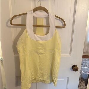 Lululemon Yellow Backless Sleeveless Tank Top with White Collar